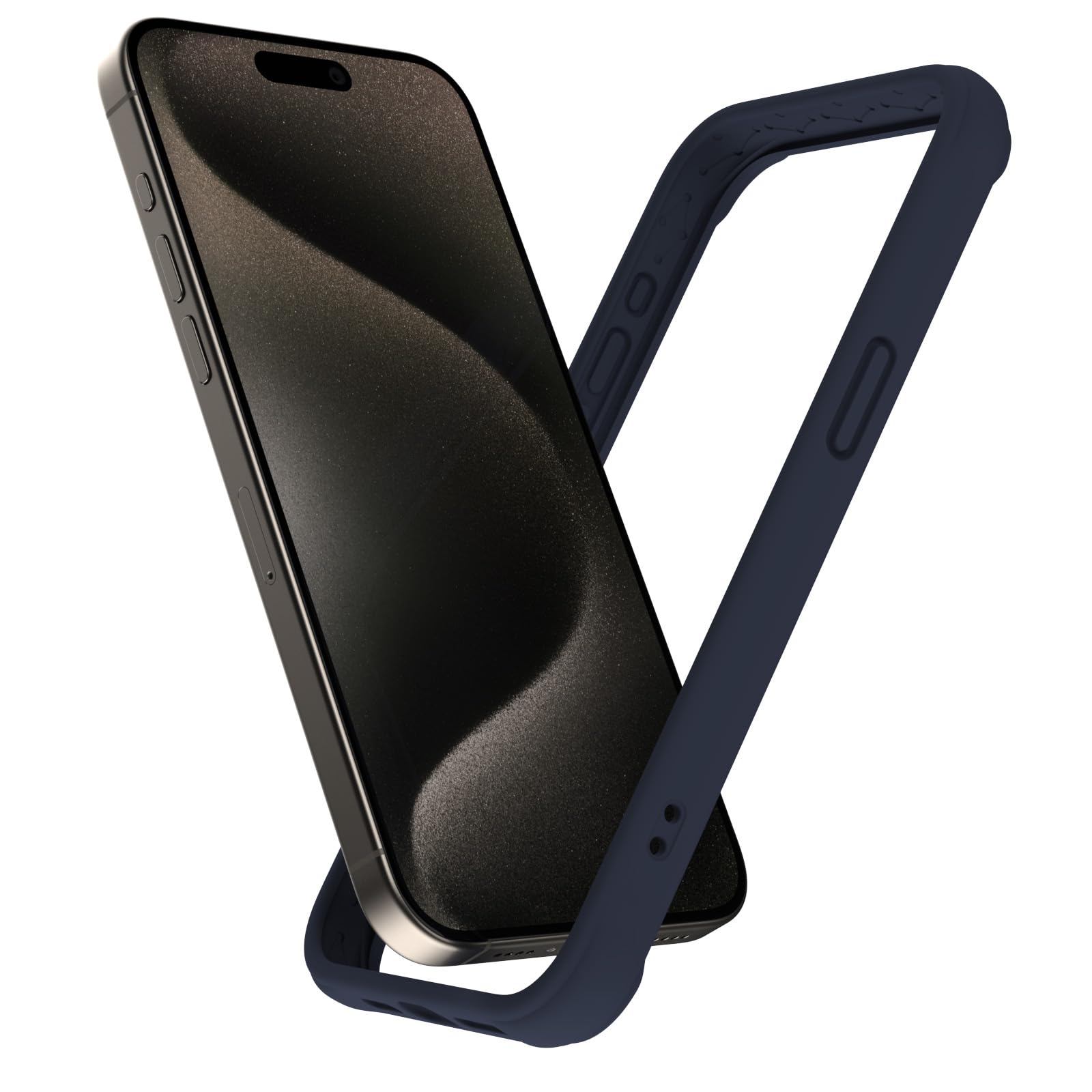 K TOMOTO for iPhone 15 Pro Bumper Case (6.1 Inch), Liquid Silicone Protective Frame [Shock Absorption, Raised Edge & Drop Protection], Silky and Soft Touch, Navy Blue