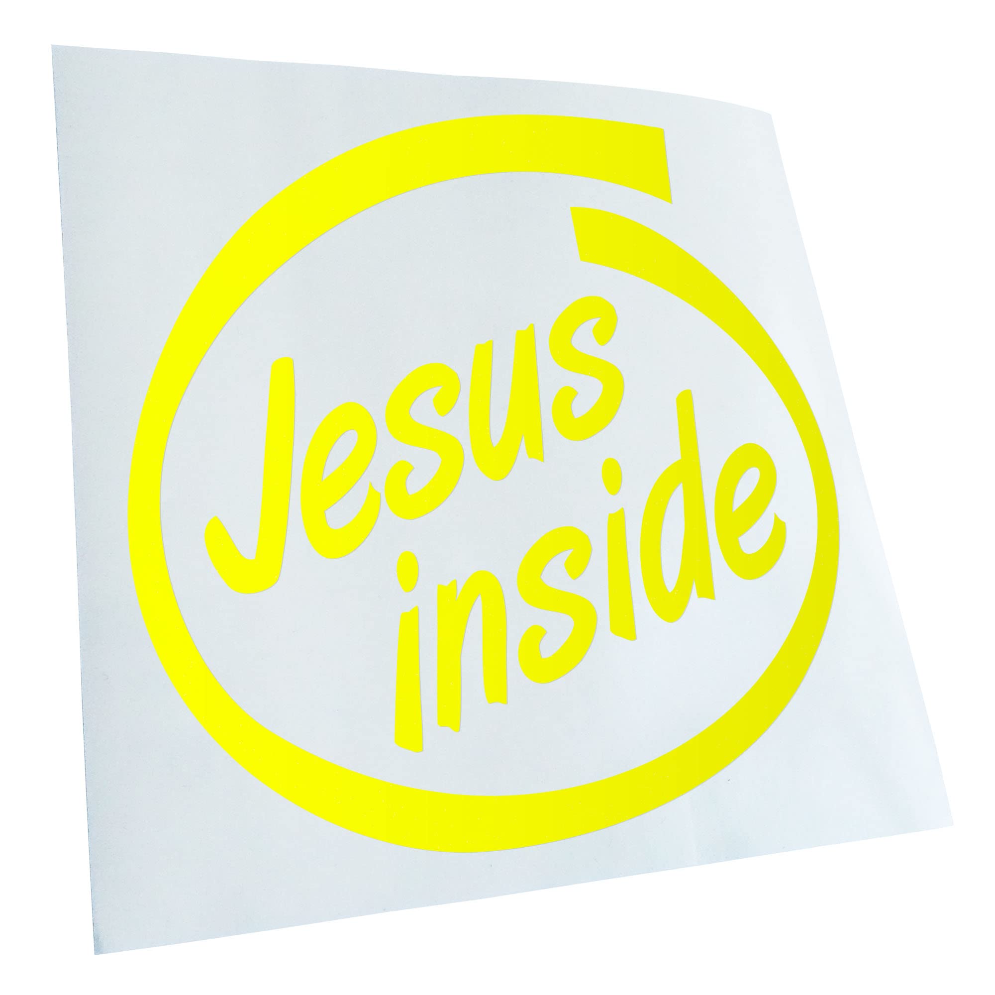 Kiwistar - Car Sticker - Neon Yellow - 30 x 30 cm Jesus Inside Car Sticker for Car, Laptop, Bicycle, Truck, Motorcycle, Multicoloured JDM Decal Racing