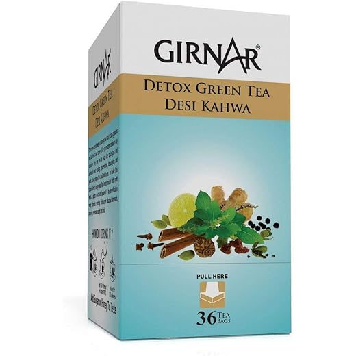 Girnar Detox Desi Kahwa Green Tea Bags Set Of 36 Pack Of 2