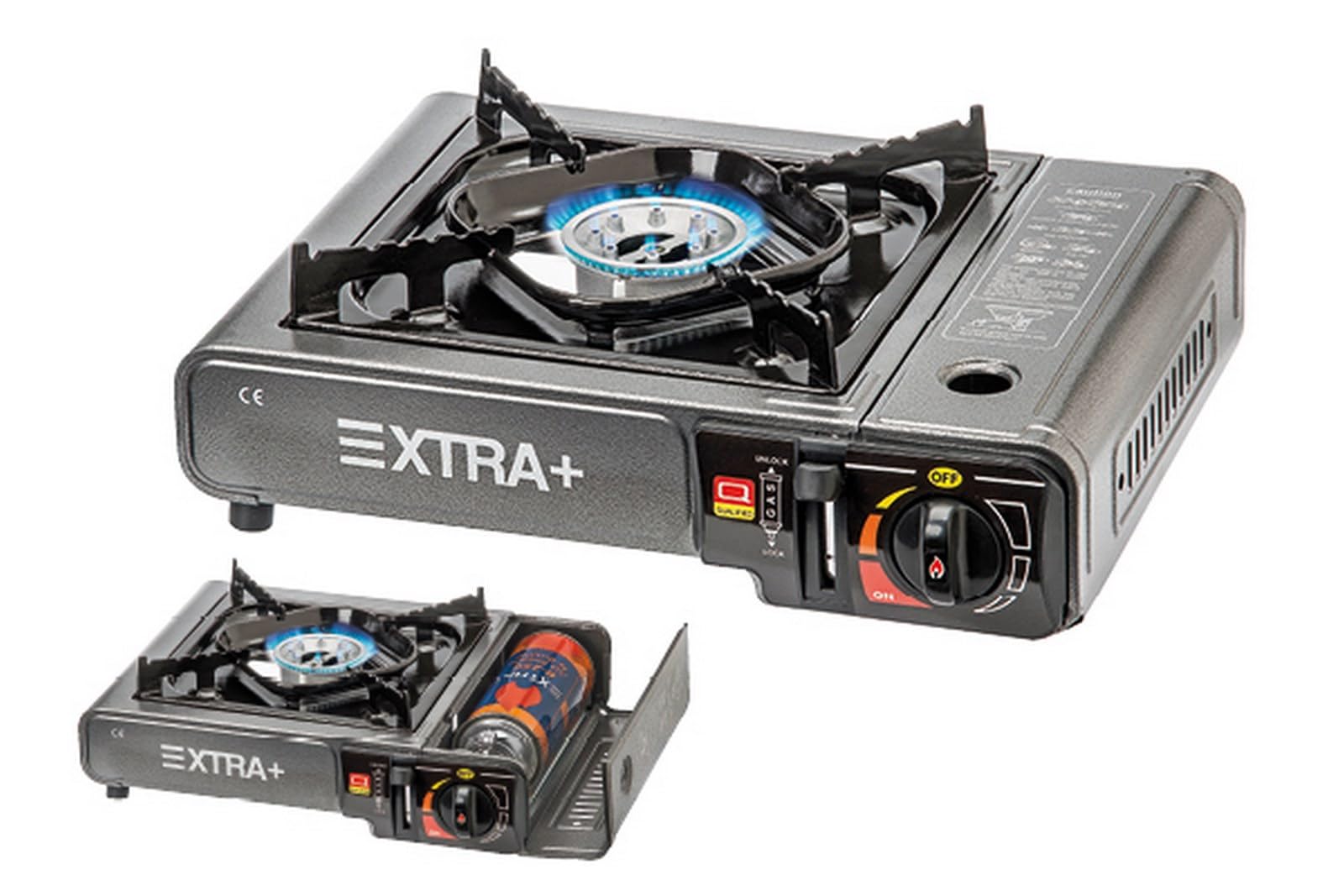 XTRA+ Cocina de Gas Portátil BDZ-155 para Camping con Maletín – Compatible con Cartucho B-250 | Hornillo Compacto para Camping, Playa y Exterior