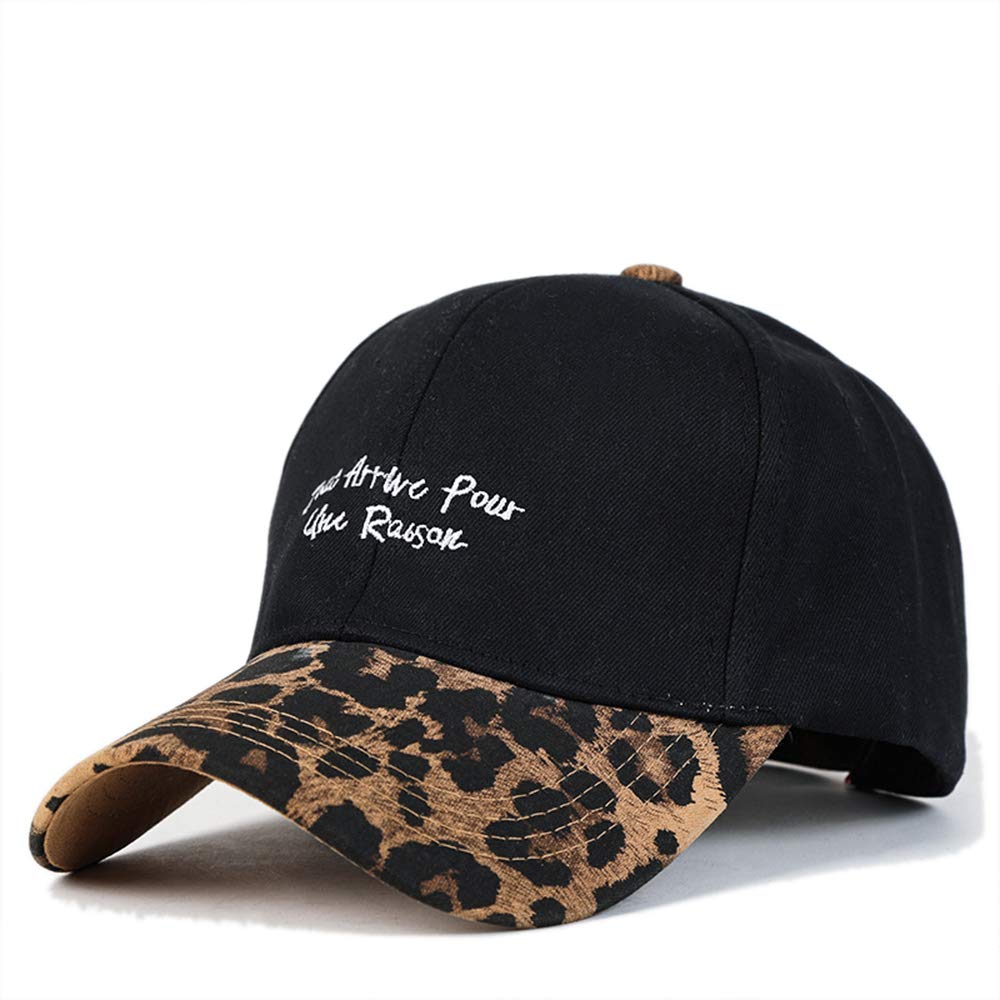 NXMRN Peaked Cap Baseball Cap Women Baseball Cap Leopard Print Curved Eaves Baseball Hat Male Ma'Am Summer Peaked Cap Street Hip-Hop Cap Tide-Black
