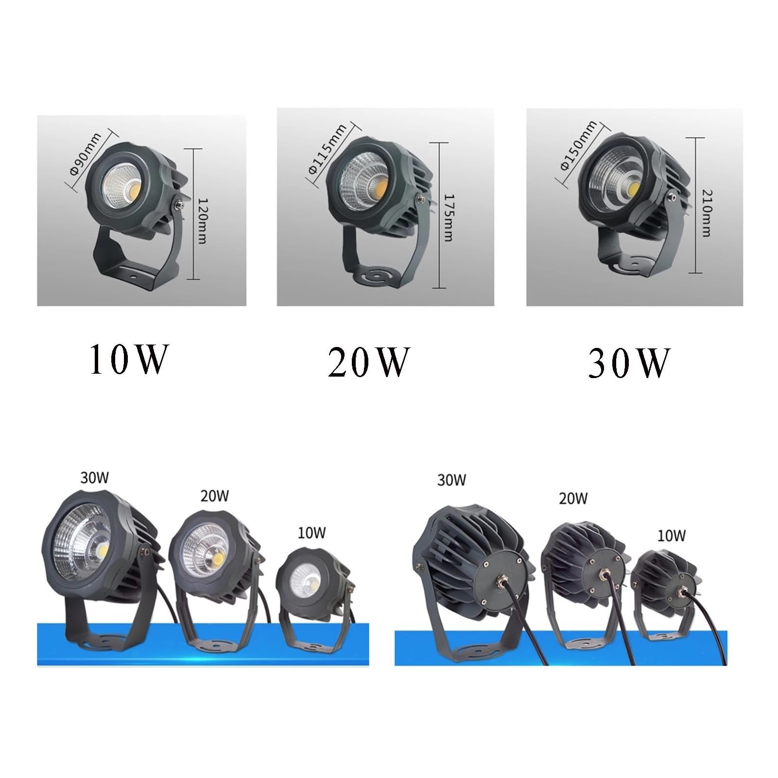 Focos Para Árboles - Foco LED Impermeable IP65, Luces De Jardín De Césped De Bajo Voltaje DC12/24V, Reflector COB Giratorio Para Exteriores, Para Plazas, Parques, Villas(Warm White,30W-DC12V)