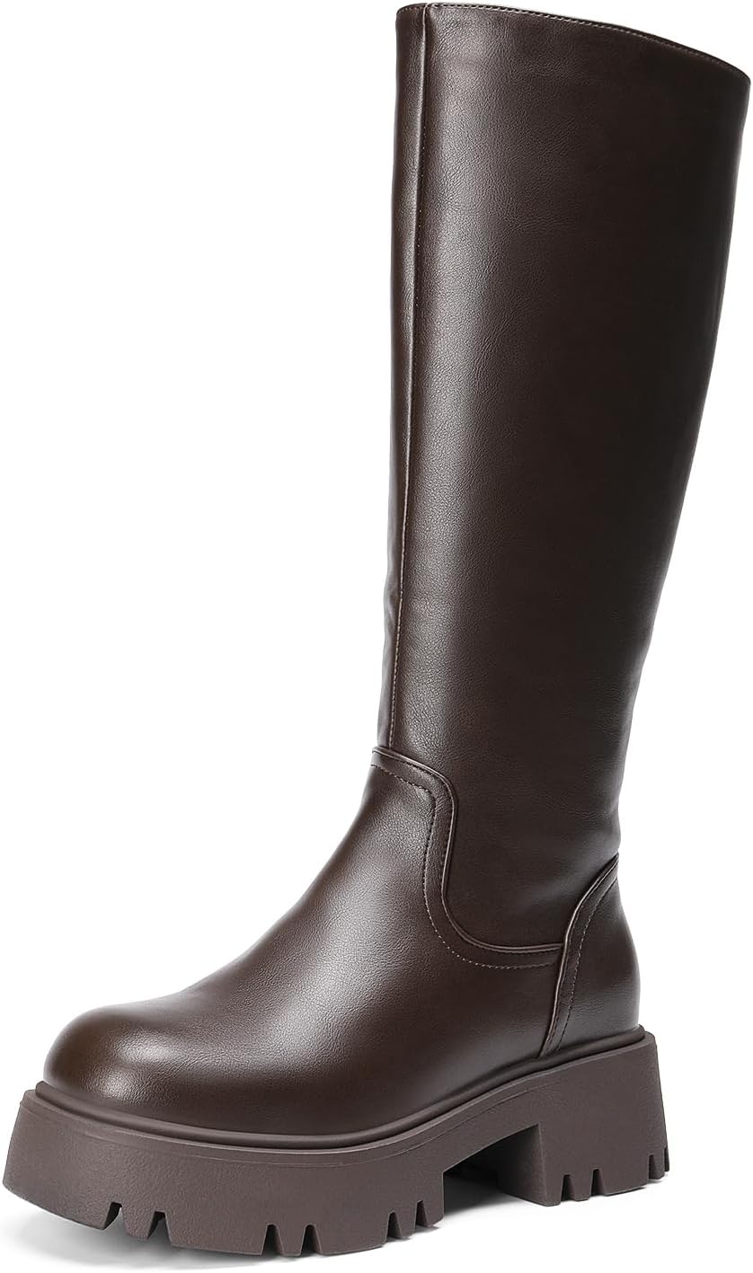 DREAM PAIRS Women Knee High Boots - Comfortable Chunky Platform