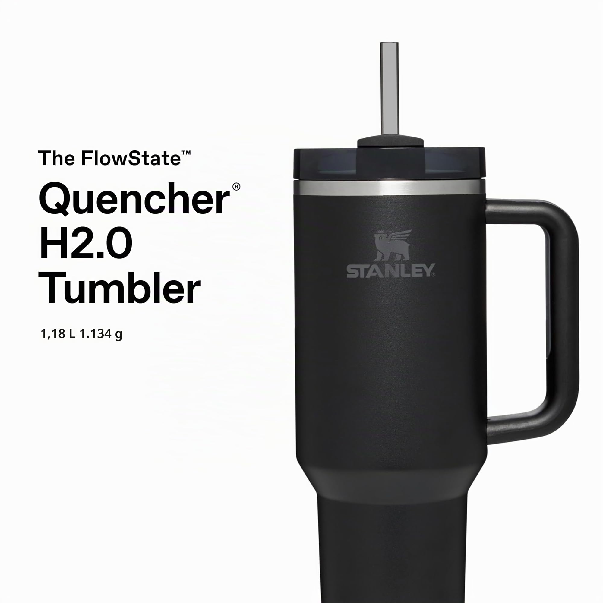 STANLEY 1913 Quencher H2.0 Borraccia Con Cannuccia 1.2L - Black Tonal