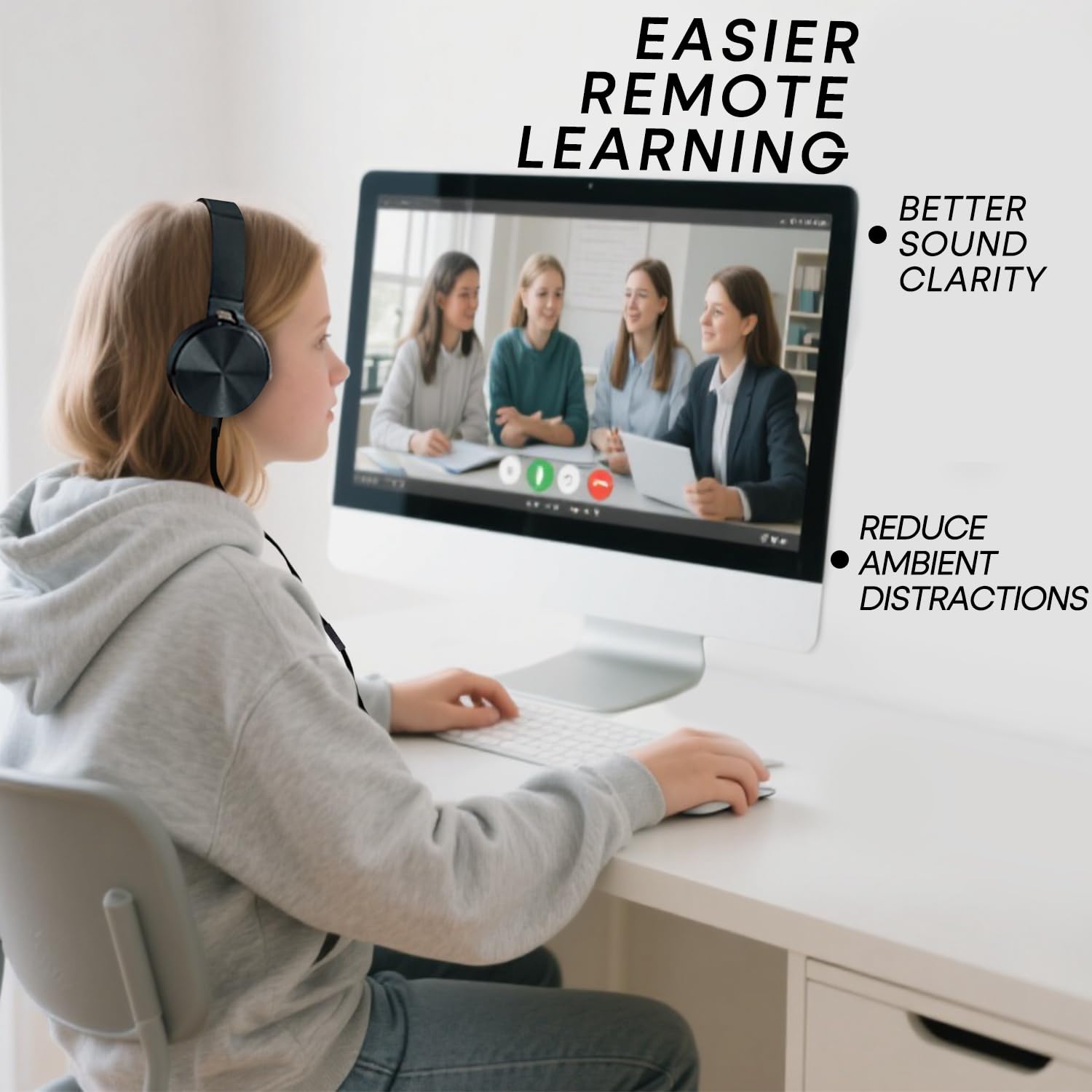Paquete de 10 auriculares de aula a granel, auriculares duraderos con cable para estudiantes, niños, adolescentes, niños y adultos (LS450, 10 negro)