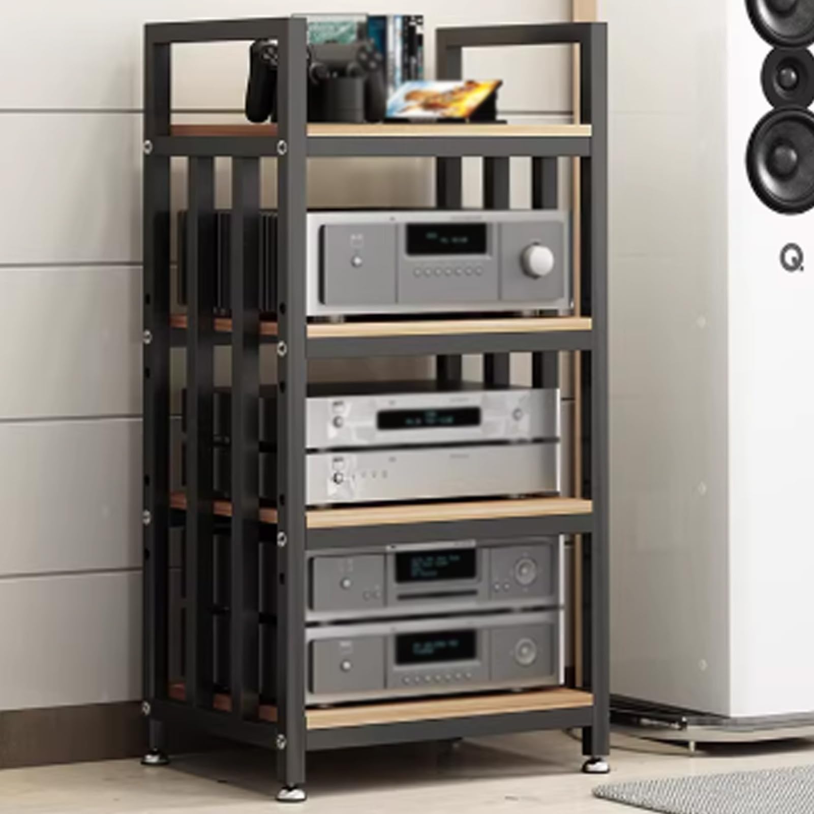 Meuble de rangement pour matériel AV rack sur pied quatre niveaux pour salon