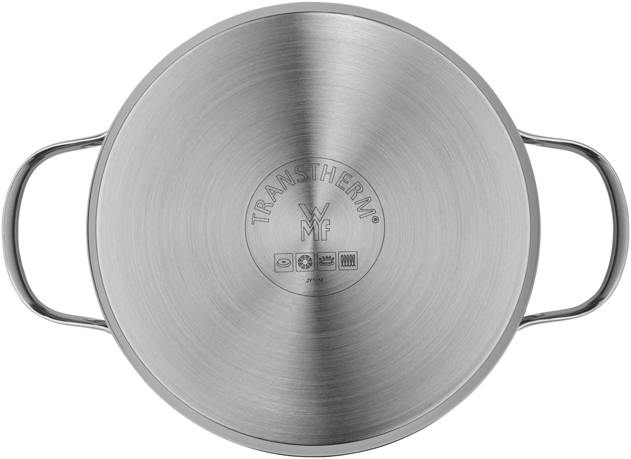 WMF Aparto duży garnek 20 cm, ze szklaną pokrywką, garnek do mięsa, nadaje się do płyt indukcyjnych, 3,3 l, stal nierdzewna Cromargan, polerowany, niepowlekany