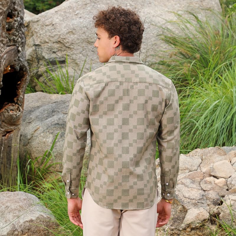 Image of CAHOOT Men's Solid Utility Shirt | Casual Wear | Spread Collar | Long Sleeve | Button Closure | Shirt Crafted with Comfort Fit for Everyday Wear