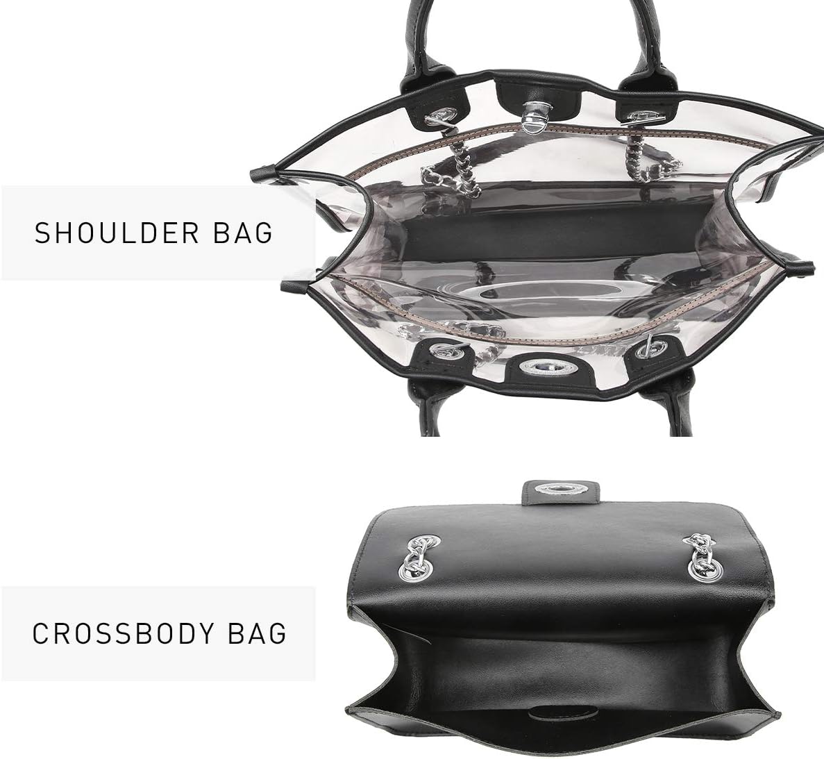 Large Clear Tote Bag Stadium Approved Women Clear Purse for Stadium Events Crossbody 2 in 1 Shoulder Work Bag - Image 3