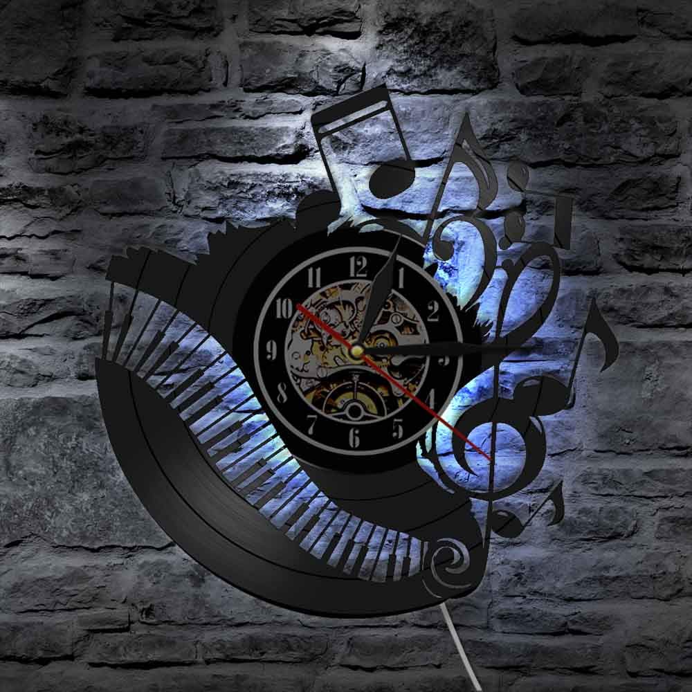 Dia 30cm Musica classica Orologio da parete in vinile da parete Note musicali Orologio da parete con grammofono Decorazioni per la casa Decorazioni per camerette Musicista Pianista Regalo per insegn