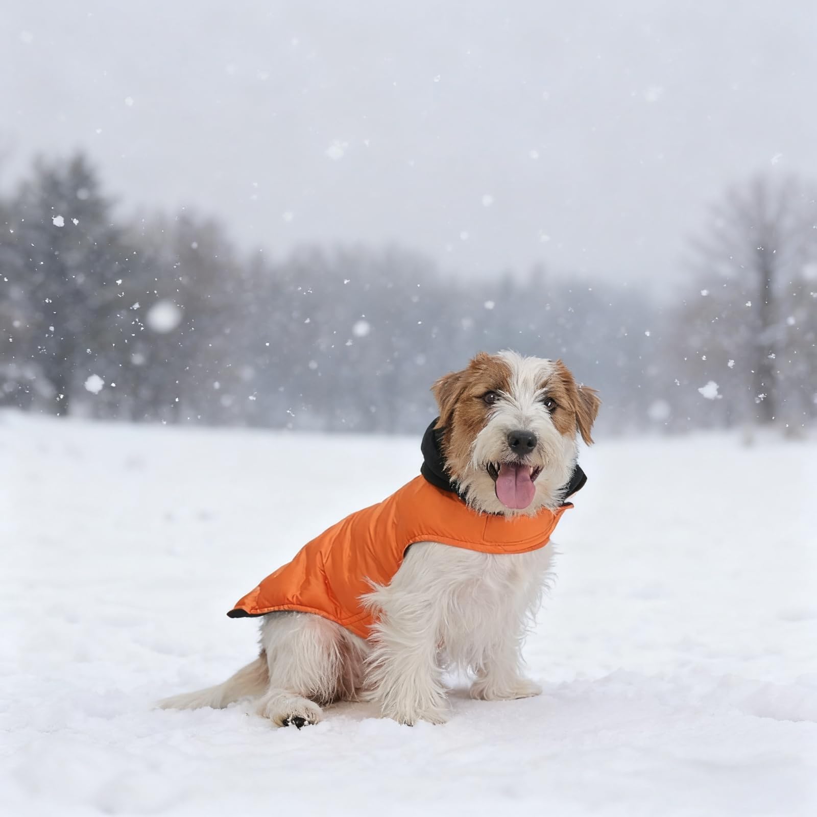 DORA BRIDAL Veste chaude et légère avec capuche pour chien - Veste réfléchissante pour temps froid - Pour chiens de taille moyenne - Orange - Taille M