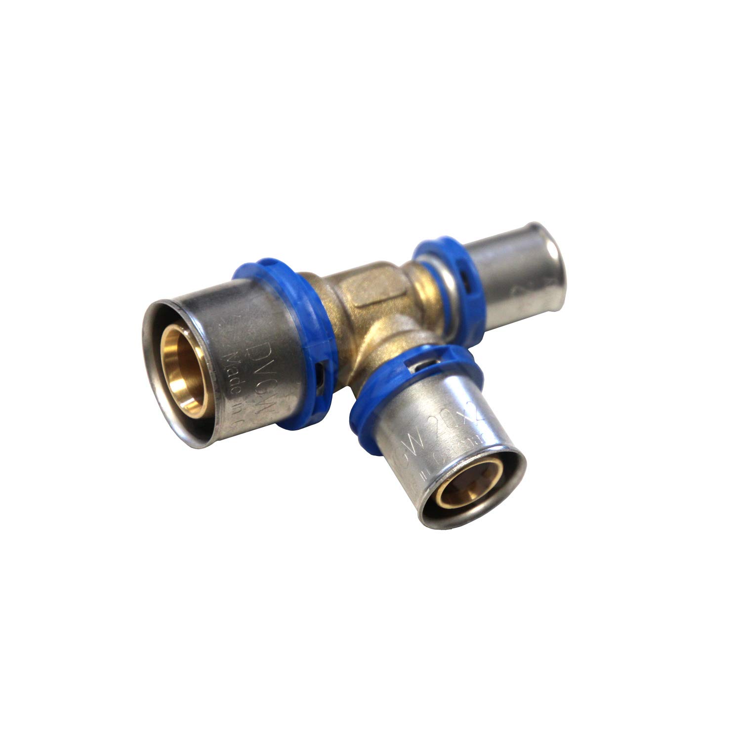 EasyPRESS Pressfitting T-Stück Mittig Reduziert – 32 X 20 X 32 Mm, DVGW-zertifiziert, Pressprofil TH, Für Trinkwasser & Heizung – Aus Warmpressmessing, Mit Edelstahl-Presshülse – Für Profis & Heimwerker