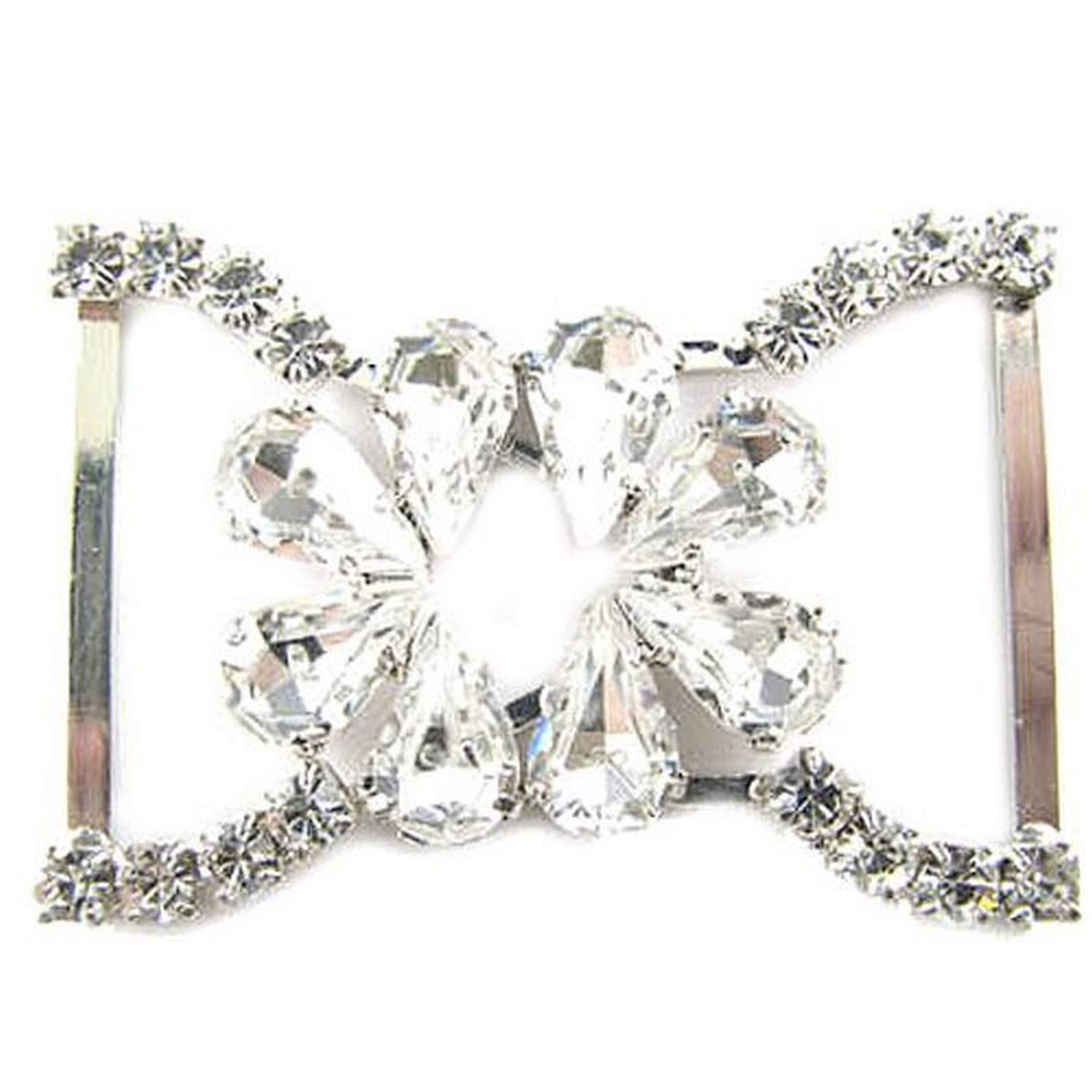 Mode Beads Rhinestone 2-Part Flower Connector, 2.25-Inch, Crystal/Silver