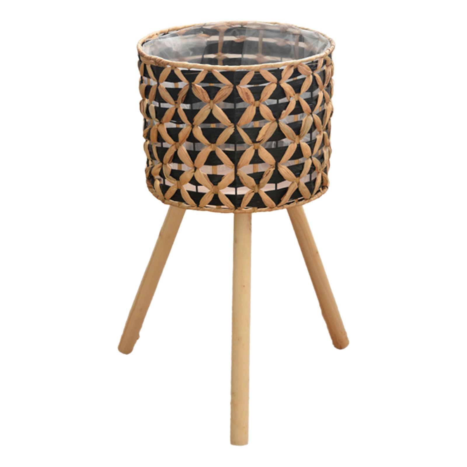 HDOYTXXM Gourd Grass Plant Holder with Wood Legs Decorative Floor Planter Basket Balcony Flower Pots Display Rack Home Decoration Gourd Grass Plant Stand