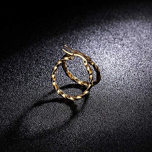 3 Pairs Twisted Stainless Steel Hoop Earrings Set for Women 14K Gold Plated Lightweight Dangle Earrings Silver Gold - Image 7