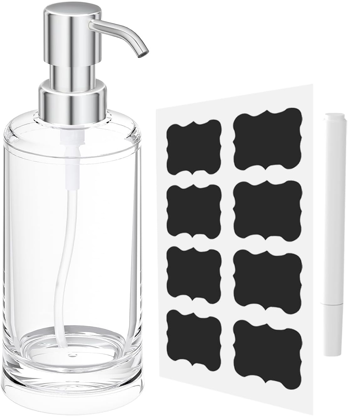 Clear Plastic Dish Soap Dispenser, 10 oz Pump Bottle for Kitchen & Bathroom