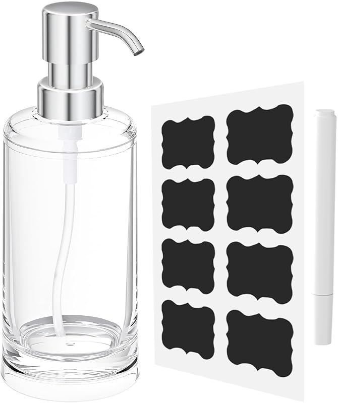 Clear Plastic Dish Soap Dispenser, 10 oz Pump Bottle for Kitchen & Bathroom | Clear plastic 10 oz refillable pump bottle for dish soap, hand soap, lotion, kitchen, or bathroom counter