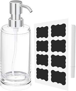 Clear Plastic Dish Soap Dispenser, 10 oz Pump Bottle for Kitchen & Bathroom