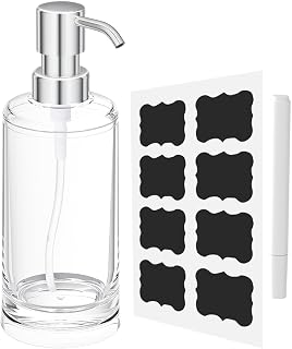 Clear Plastic Dish Soap Dispenser, 10 oz Pump Bottle for Kitchen & Bathroom | Clear plastic 10 oz refillable pump bottle for dish soap, hand soap, lotion, kitchen, or bathroom counter