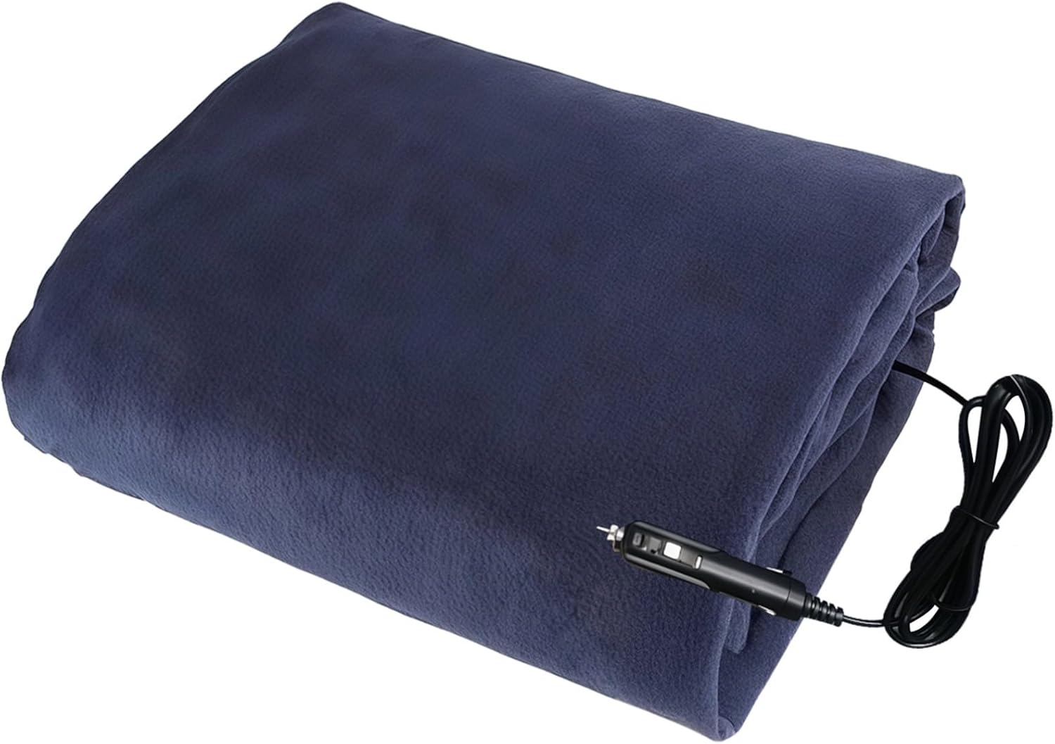 Car Electric Blanket, 12V Heated Throw, Dark Blue Fleece, 57.1 X 39.4 in, 3 Heat Settings, Home & Car Use