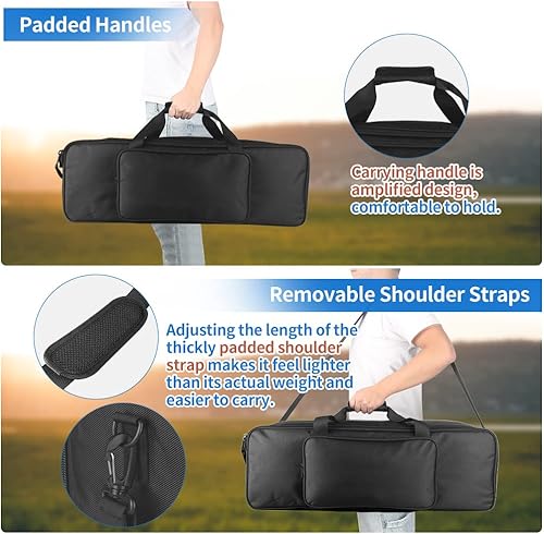 Miniatura 7 de HEMMOTOP Bolsa para trípode, 31.5 x 8.3 x 8.3 pulgadas de grosor, funda de transporte acolchada para trípode, bolsa de soporte para micrófono con