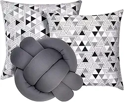 Kit 2 Almofadas Decorativas cheias mais Almofada Nó Cinza