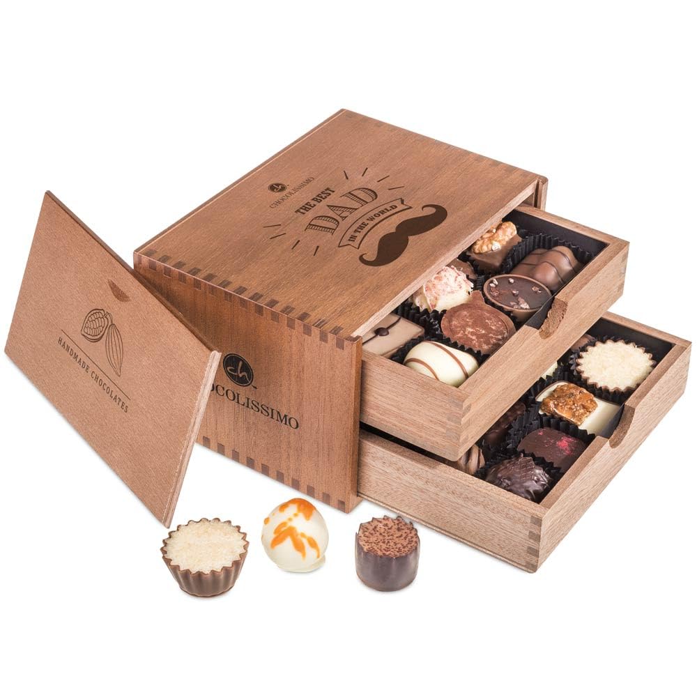 Chocolaterie - Vatertag - Pralinen - 20 Edle Pralinen | Geschenk | Vater | Geburtstag | Weihnachten | Geschenkidee | Schokolade | Süßigkeiten | Vatertagsgeschenk | Weihnachtsschokolade