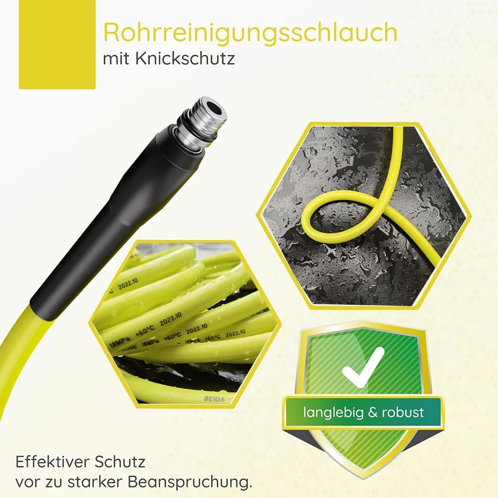 Pressure Drain Pipe for Karcher Washer Sewer Sewage Cleaning Hose Water Jetter Kit for Karcher K2 K3 K4 K5 K6 K7 Washing Nozzles (Y,20FT)