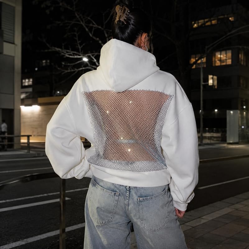 Image of Women's Hooded Sweatshirt with Mesh Back Panel | Full Sleeve Casual Hoodie for Winter & Streetwear