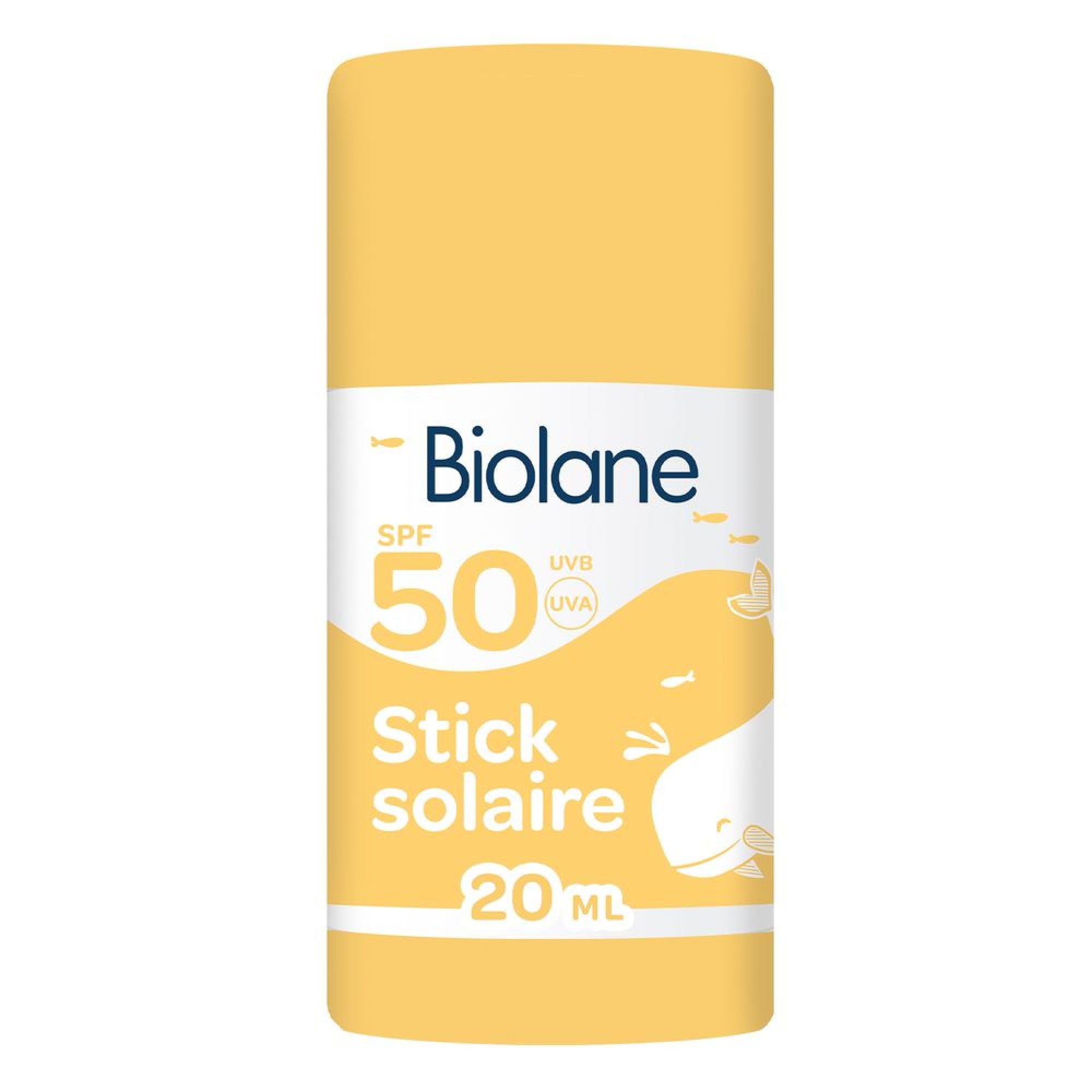 BIOLANE - Stick Solaire Bébé SPF 50 - Protection Visage et Corps - Haute Protection Contre UVA et UVB - Peaux Sensibles - Résistant à l'eau - Texture invisible - 2
