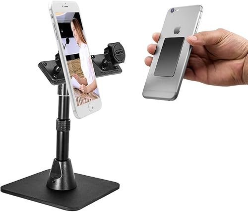 Miniatura 3 de ARKON Mounts TW Broadcaster Pro Dual Phone - Soporte magnético para escritorio, color negro