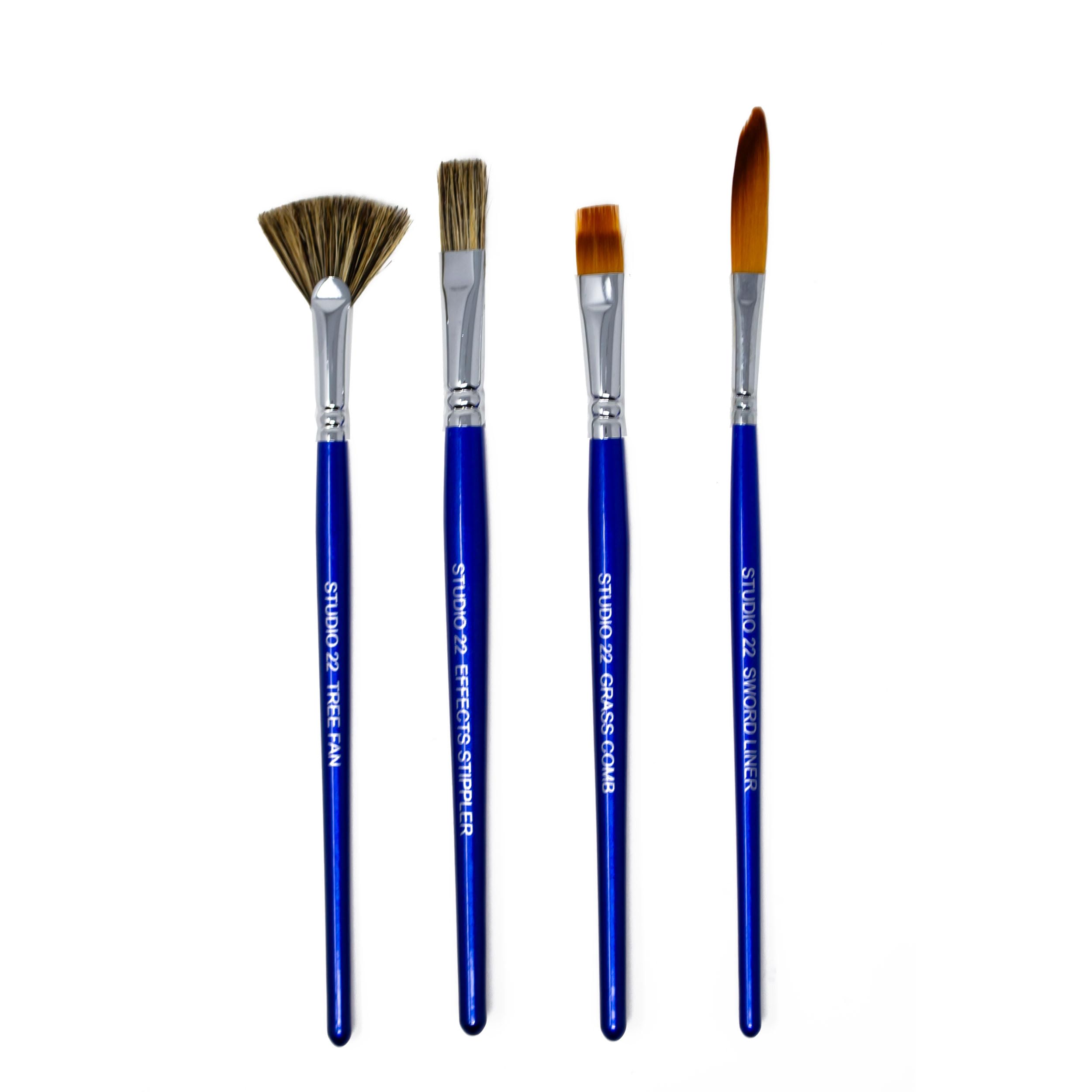 Studio 22 Watercolour Foliage Grass & Tree Effects Paint Brush Set of 4