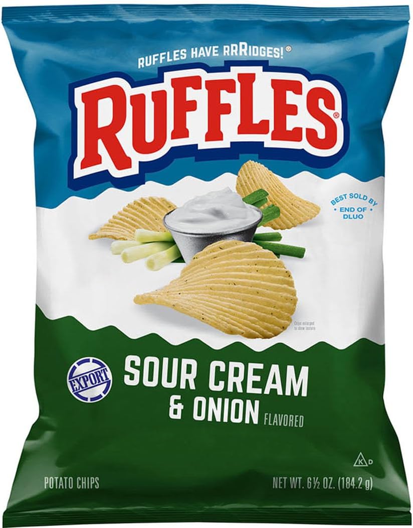 Sour Cream & Onion Chips Ridges Potato Chips with Classic Flavor, 184 grams