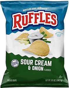 Ruffles Sour Cream & Onion Chips Ridges Potato Chips with Classic ...