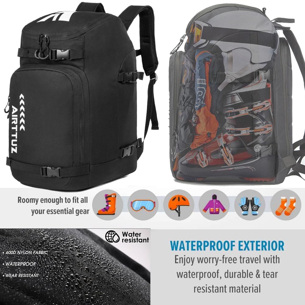 Sac à Dos pour Bottes de Ski et de Snowboard, Excellent pour Les Voyages avec extérieur et Fond imperméables – pour Hommes, Femmes et Jeunes.