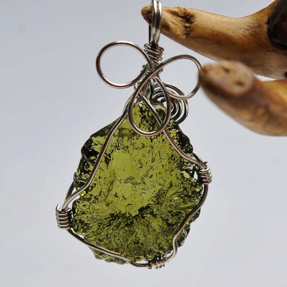 Moldavite Necklace, Green Natural Irregular Energy Stone Necklace Chain Crystal Pendant Jewelry for Men & Women - Image 4