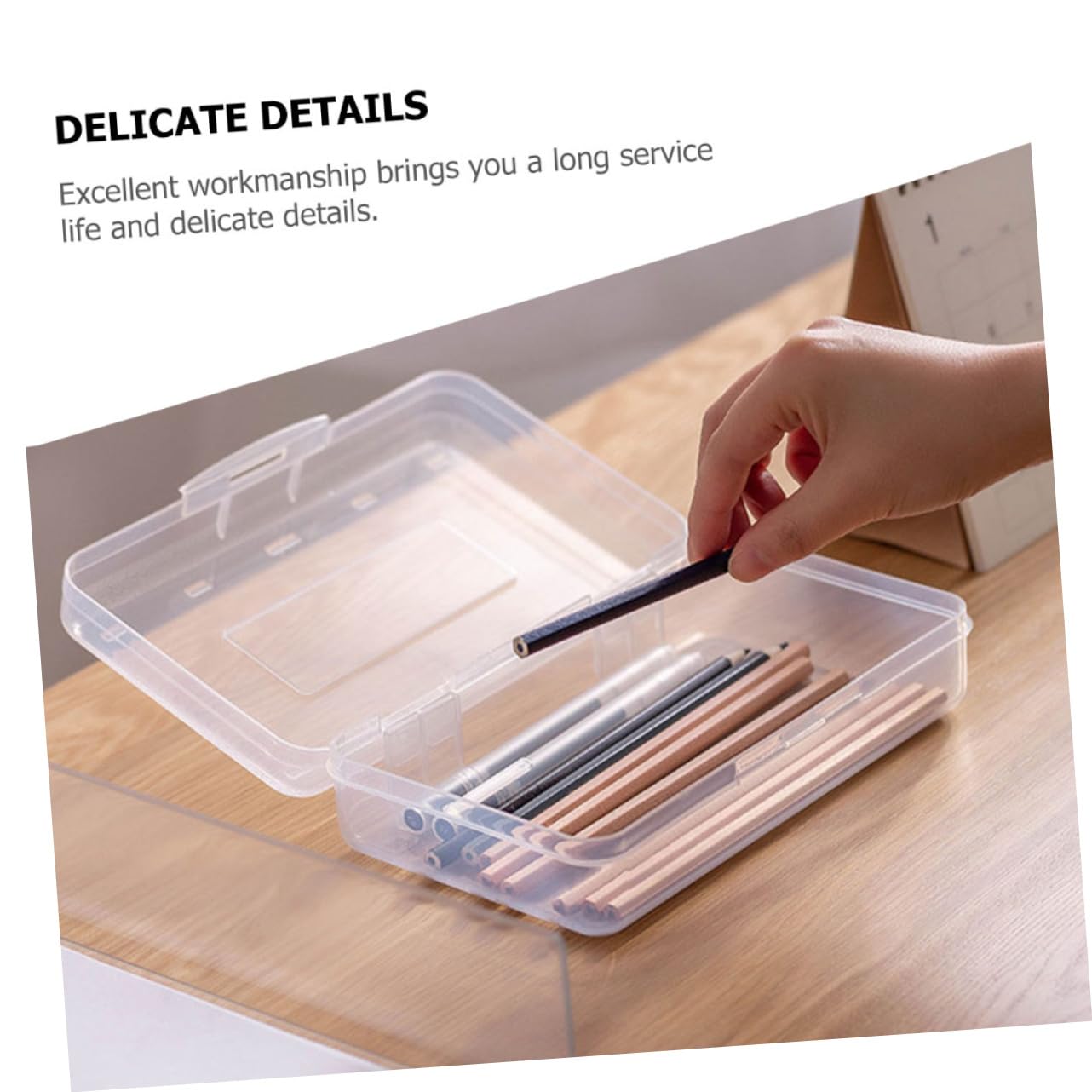 Set 6 Astucci Trasparenti in Plastica Impilabili Coperchio Rapido, Organizer per Cancelleria per Studenti e Insegnanti, Porta Penne e Matite per Scuola e Ufficio