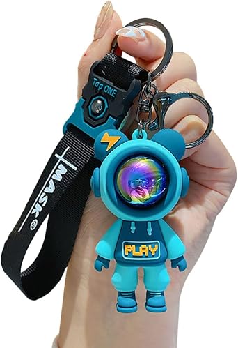 HSYHERE Men Women Cool Creative Universe Astronaut Pilot Standing Bear Key Chain Fashionable Bear Keychain Key-ring Pandent