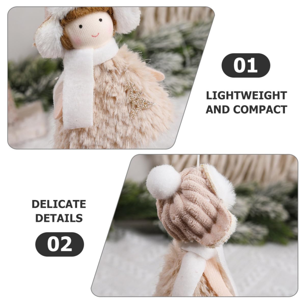 Toyvian 16 Pezzi Pendente Natalizio Bambola Soffice in Peluche, Leggero e