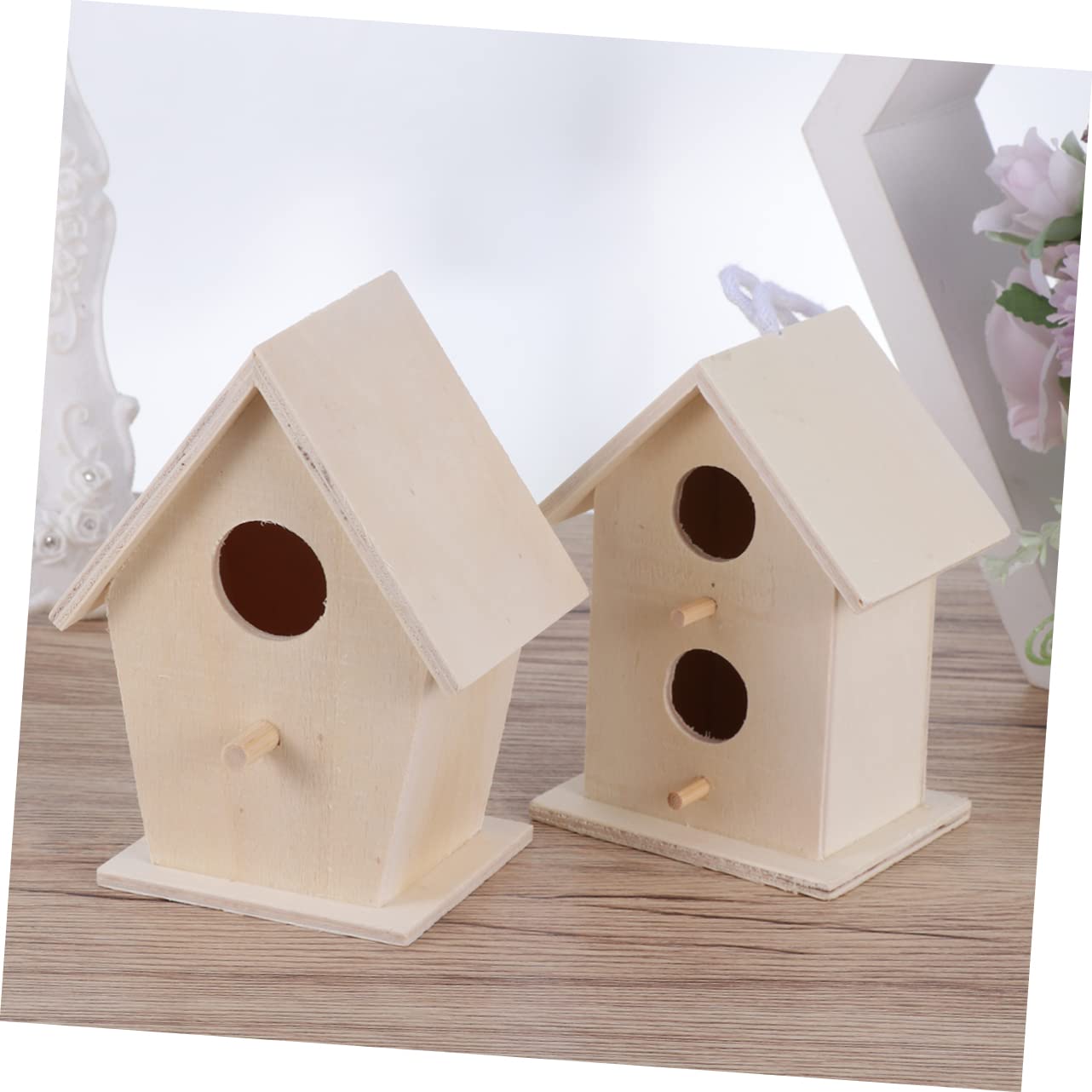 Nido di Uccelli in Legno 5 Pezzi, Casetta Creativa per Canarino e Pappagallo, da Dipingere, Decorazione Casa e Giardino