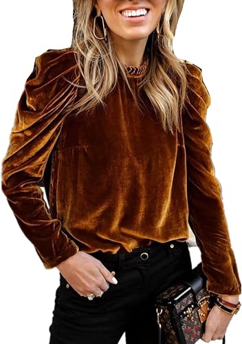 Women Retro Velvet Long Sleeve Button Down Shirt Solid Color Blouse Tops Sweatsh