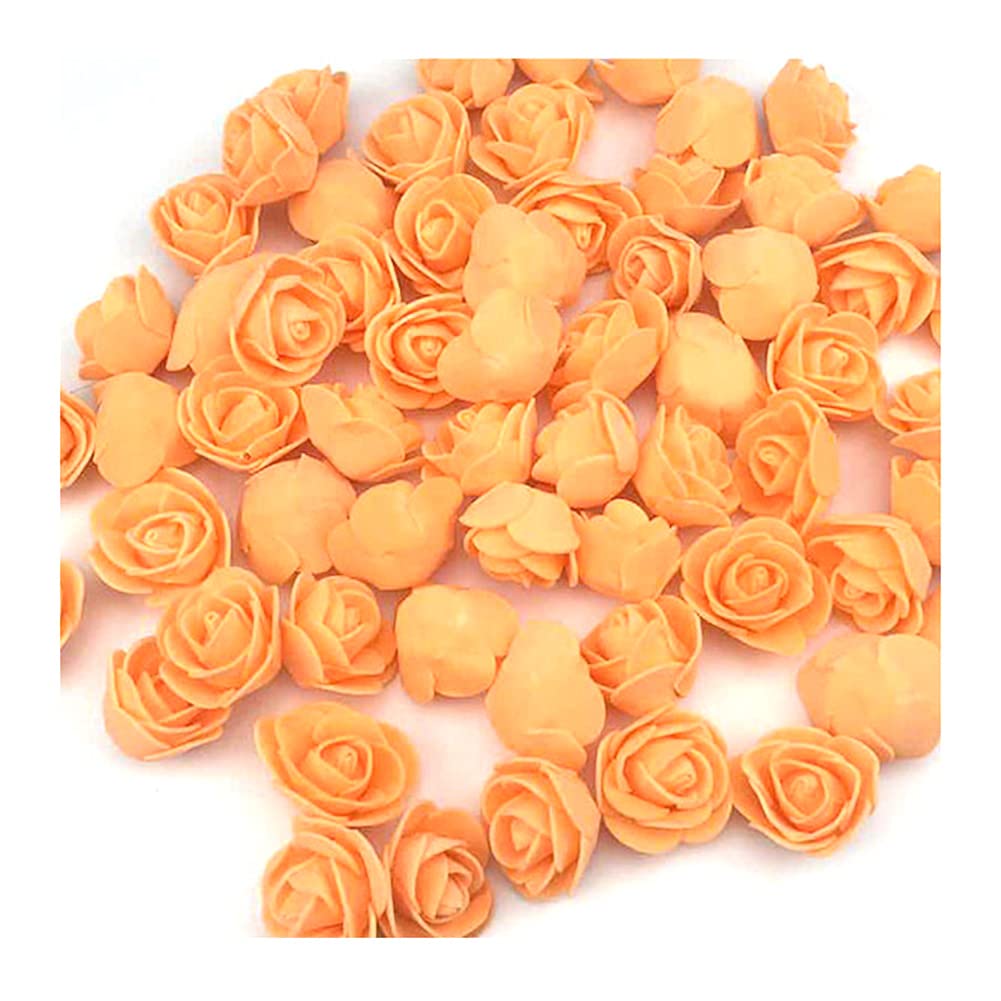 Yurosiay Pack of 500 Artificial Flowers Roses Mini Foam Roses Artificial Rose Heads Mini Rose Decoration Without Stems Fake Roses Foam Roses for DIY Roses Bear Craft Bridal Bouquet Orange