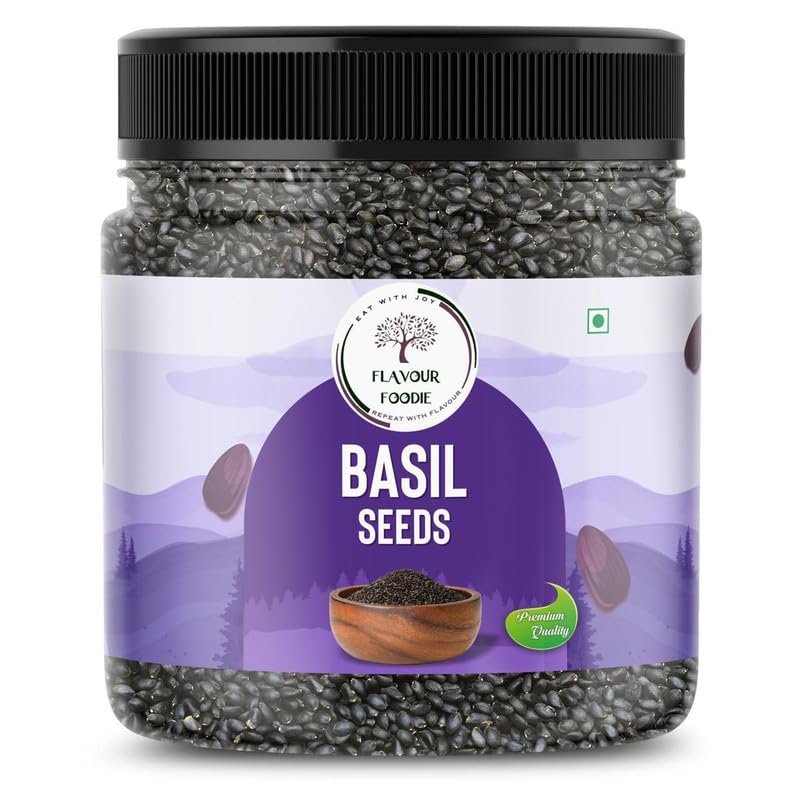 Image of Flavour Foodie Sabja Basil Seeds 500 Gram | Nutrient-Rich, Pure Takmuria Seed For Eating, Healthy Drinks, Smoothies, And Recipes |Rich in Omega 3, Fibre, Vitamins & Minerals