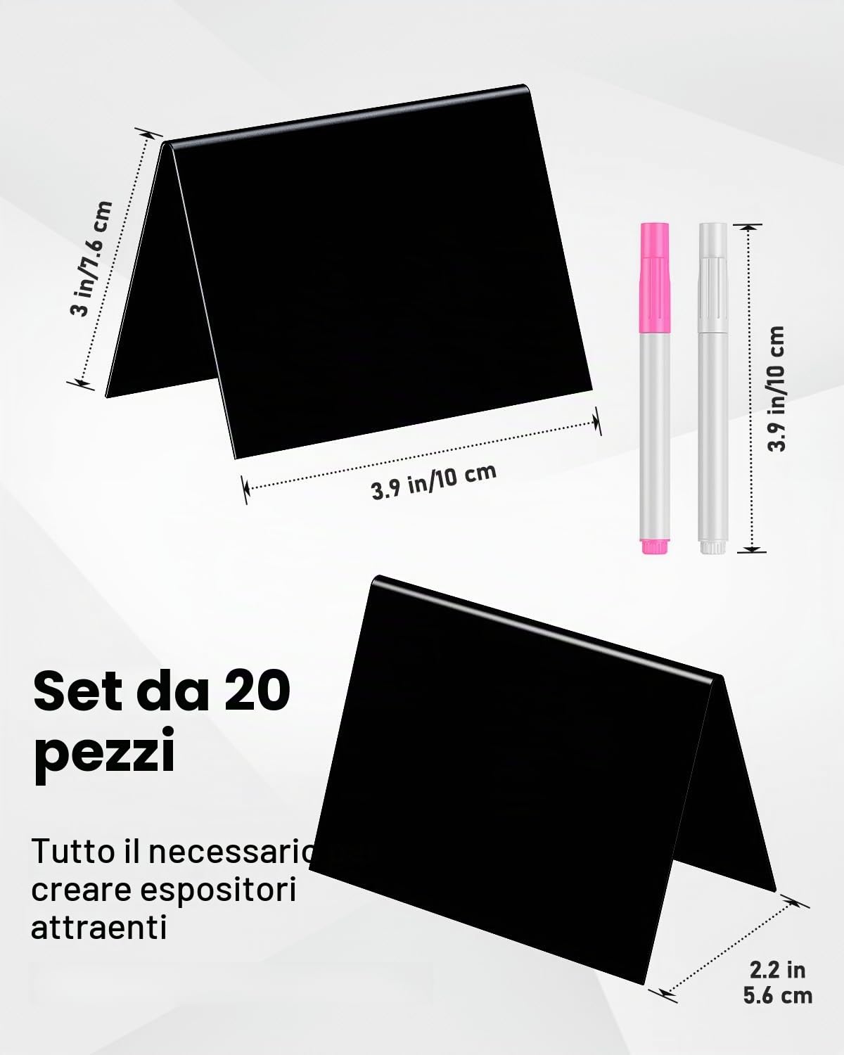 Uniclife Confezione da 20 Mini Lavagnette per Alimenti, Piccole Lavagnette con Pennarelli per Gessetti, Segnali Alimentari in PVC Lucido Riusabili Etichette Alimentari per Buffet di Matrimoni e Feste
