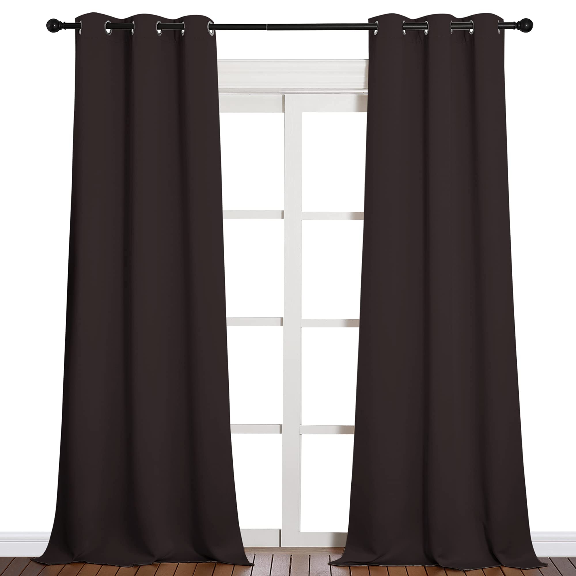 NICETOWN Blackout Thick Window Curtains - Thermal Insulated Grommet Drape Panels for Bedroom and Living Room (Brown, Set of 2, W42 x L90 per Panel)
