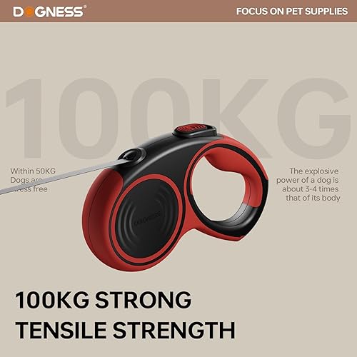 Miniatura 3 de DOGNESS Correa retráctil para perro de 16.4 pies, gran correa resistente para perro de hasta 200 libras, freno con un botón y bloqueo, mango
