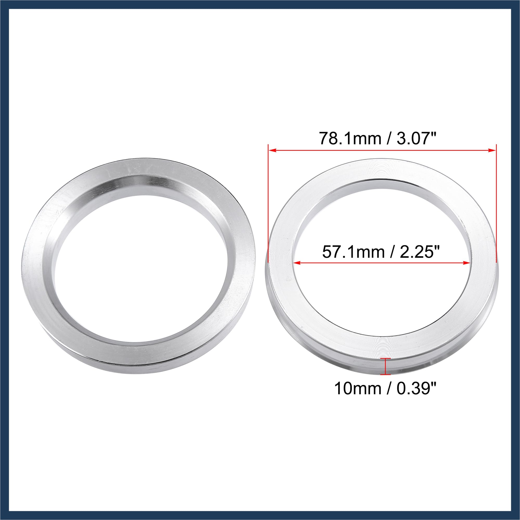 4 Stück Außendurchmesser 78,1 mm auf ID 57,1 mm Aluminium-Legierung Auto-Naben-Zentrierring stilvolles Design