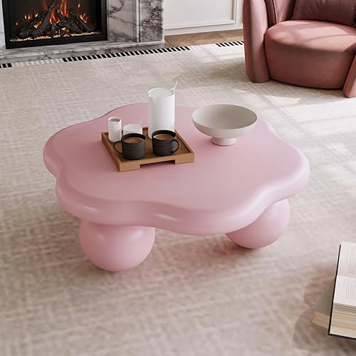 Miniatura 13 de Mesa de centro moderna para sala de estar, 47 pulgadas, única y bonita, mesa de centro minimalista irregular con patas resistentes para dormitorio,