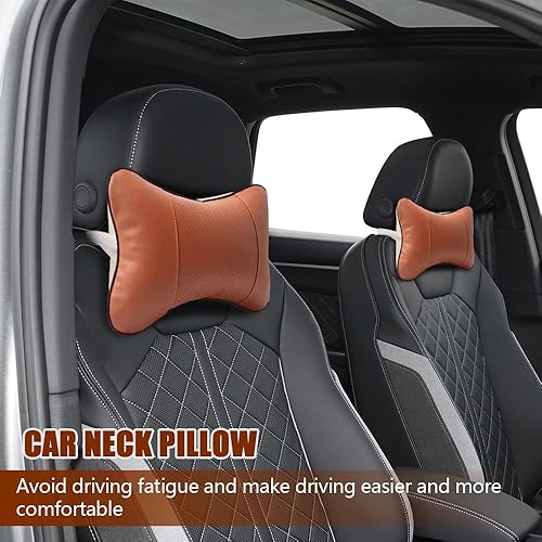 Miniatura 10 de Almohada para el cuello del automóvil, almohada para reposacabezas de automóvil, suave y cómoda, transpirable, diseño ergonómico, cojín de cuello