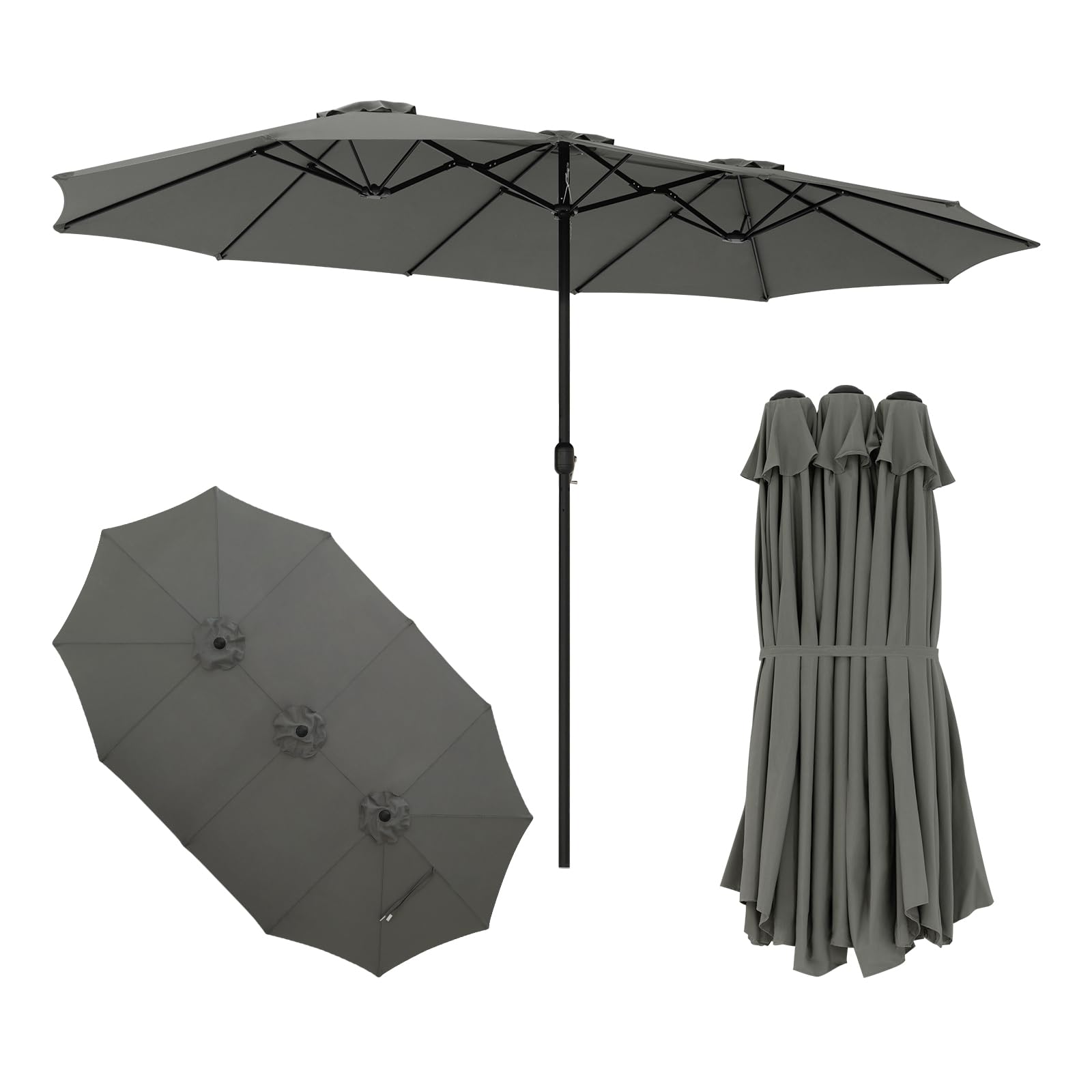 Laneetal Doppelsonnenschirm, XXL Extra großer Sonnenschirm, Gartenschirm, UV-Schutz bis UPF 50+, Terrassenschirm, mit Kurbel, für Garten, Terrasse, Pool und Patio